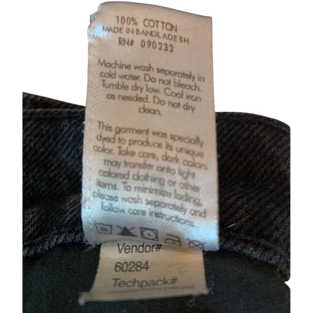 PacSun High Rise Straight Leg Jeans Womens 28 Black Frayed Hem Button Fly Denim - Picture 7 of 11